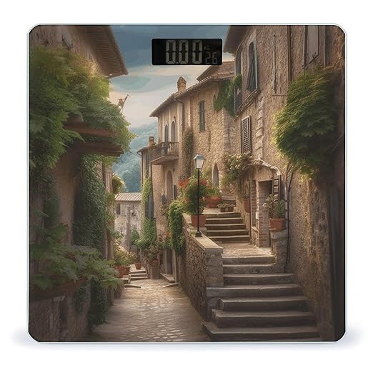 Italy TuscanScale for Body Weight with LCD High Precision Weighing Scales Fashion Sturdy Tempered Glass Weight Scales Easy-to-Read Digital Bathroom Scale for Daily 400lb