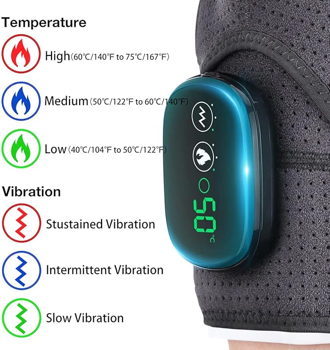 Heated Shoulder Wrap Shoulder Heating Pads Massager for Men Women Electric Cordless Vibration Massage Heated Shoulder Braces with 3 Heating Setting Left Right Shoulder Massage