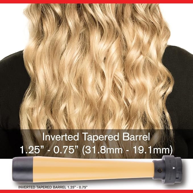 CHI Interchangeable Curling Wand 3 Barrel Attachments For Versatile Curls 0.5-1.25 Inverted Tapered Barrel 1 &amp 1.5 Barrel