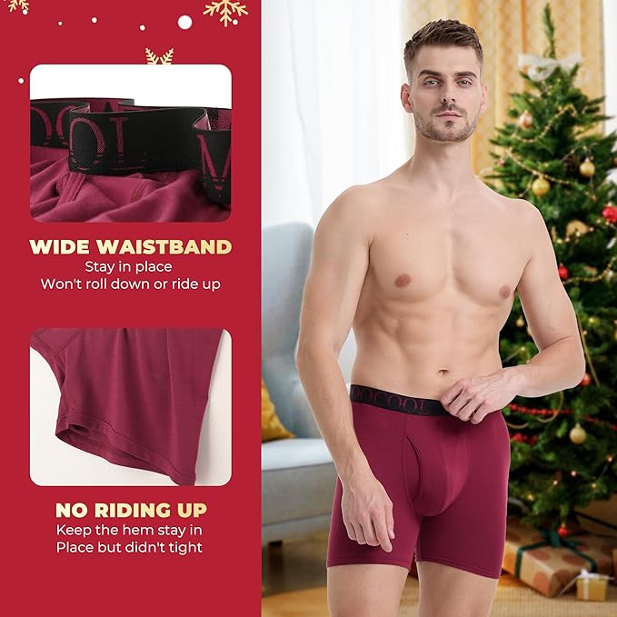 BAMBOO COOL Men's Ultra ComfortSoft Underwear Moisture Wicking &amp Breathable No Ride Up Boxer Briefs with Fly Multipack