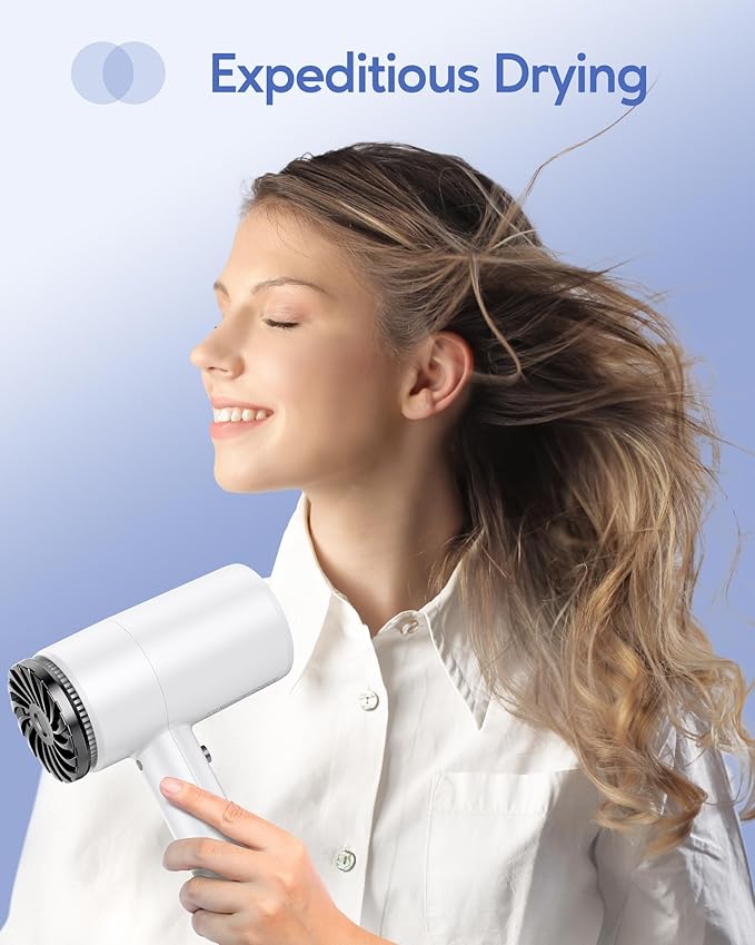 Wavytalk Hair Dryer with Diffuser 1875W Ionic Blow Dryer for Fast Drying with Concentrator Lightweight White.