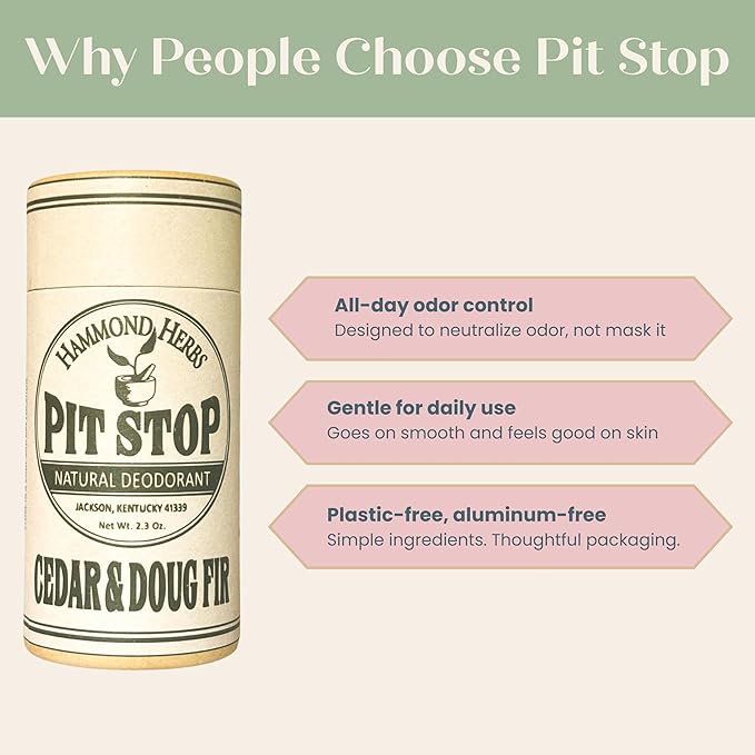 PIT STOP Deodorant - Aluminum-Free Plastic-Free All-Natural Odor Control 3 Pack (Cedar &amp Doug Fir)