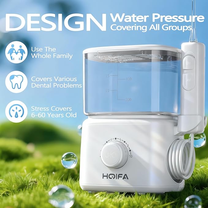 Water Dental Flosser 600ML Large Water Tank Oral Irrigator for Teeth 10 Modes Water Flosser with 5 Jet Tips Suitable for Multiple Users IPX7 Waterproof Electric Flossing Machine for Family White