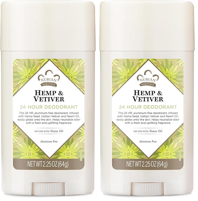 Nubian Heritage/Sundial Creations Indian Hemp and Haitian Deodorant Vetiver with Neem Oil 2.25 Ounce (Pack of 2)