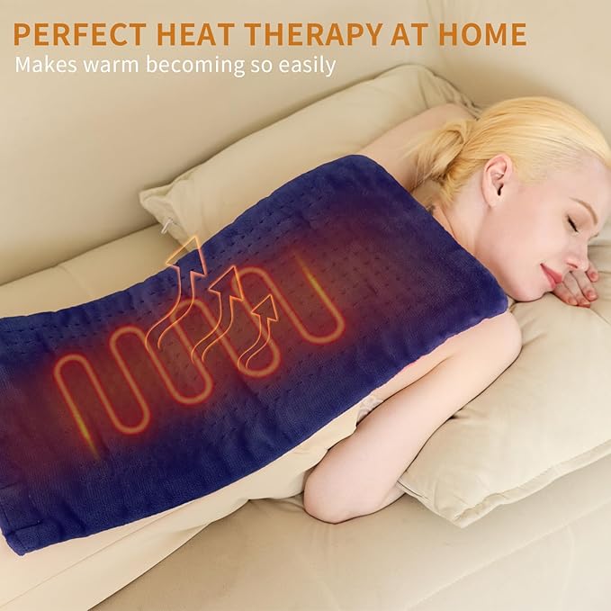 Massaging Weighted Heating Pad for Back Pain ReliefHeating Pads for Neck ShoulderCrampPortable Heated Pad with 3 Heat Settings &amp 6 Massage18 Relaxing CombinationsAuto Off12*24Dark Blue