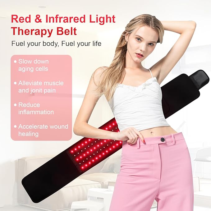 Red Light Therapy Belt for Body Infrared Light Therapy Pad 660nm&amp850nm Near Infrared Light Therapy Belt Wrap with Timer