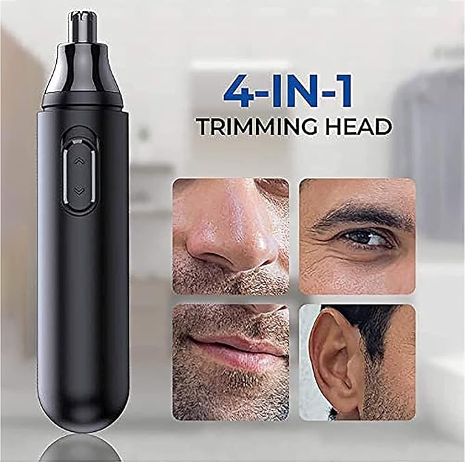 Ear and Nose Hair Trimmer Clipper - Professional Painless Eyebrow and Facial Hair Trimmer for Men and Women Battery-Operated Waterproof Dual Edge Blades for Easy Cleansing