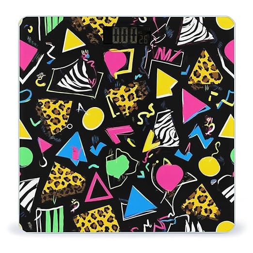 Women's Digital Bathroom Weighing Scale Automatic Switch Energy Saving Scale Smart Scale for Body Weight Geometric Checkered Zebra Tiger Leopard Print Retro 80s 90s Black