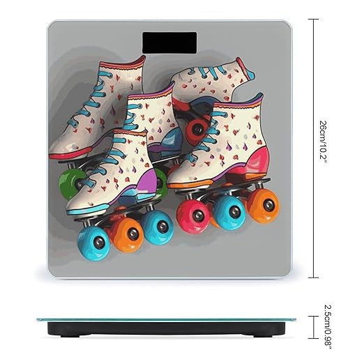Retro Roller Skates Colorful Weight Scale Digital Electronic Scales Bathroom Scale Larg LCD Backlight Display High Precisio MeasurementsTempered Glass