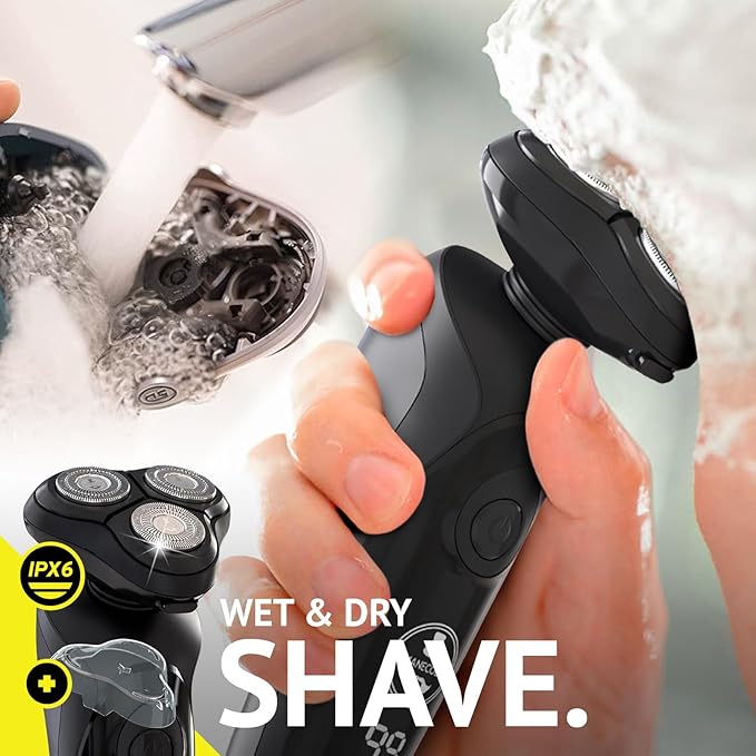 MANECODE® Electric Razor for Men - Shaver with Floating 8 Contouring Technology® and IQ Cleaning Sensor® (Charging Station)