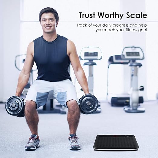 Digital Body Weight Bathroom Scale High Precision Measurements Scales with Large Non Slip Silicone Platform and LCD Digital Display 400lbs/180kg Capacity (Black)