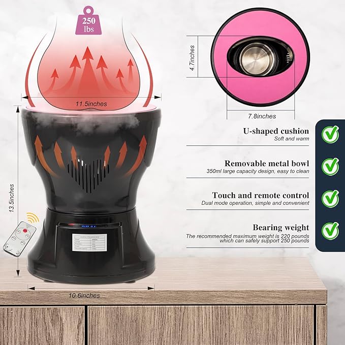 Yoni Seat Kit Steaming Seat with Yoni Herbs (20 Bags) &amp U Cushion V Steam at Home Kit for Feminine Odor PH Balance Postpartum Care Cleansing and Moisturize Support