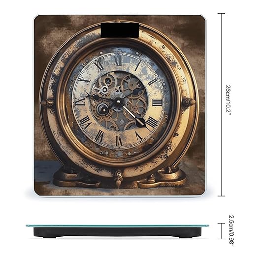 Steampunk Clock Bathroom Scale for Body Weight LCD Display Digital Bathroom Scale Tempered Glass Bathroom Weight Scales Fashion Smart Scales for Home Bedroom 400 Lb