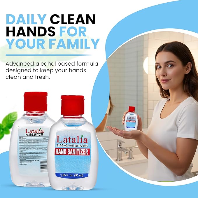 Latalia Mini Hand Sanitizer Travel Size Bulk Pack of 144 | 80% Alcohol Gel Unscented Non Drying Moisturizing For Non-Sticky Gentle &amp Fresh Hands Small Hand Sanitizer Bulk Anytime