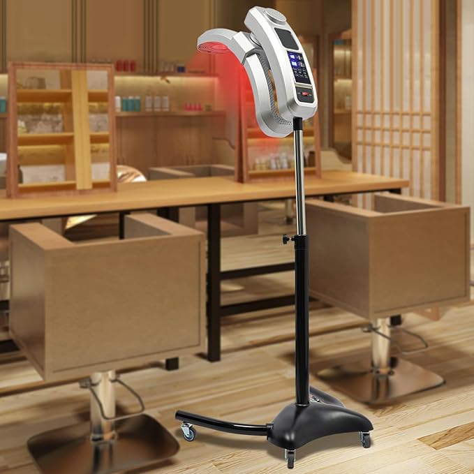 Professional Temperature &amp Angle Adjustable Standing Hair Dryer 110V 950W Professional Stand Hair Color Processor (Silver)