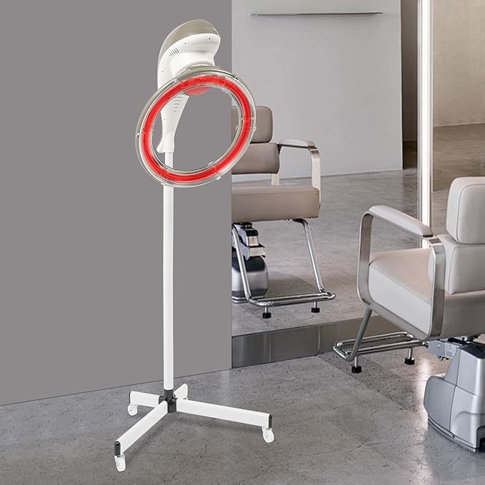 Stand Hair Dryer Professional Salon Hair Dryer &amp Processor - Infrared Heating with 360° Rotating Dome Adjustable Floor Stand (61-70 Inch) 950W Fast Drying for Coloring Perm Styling