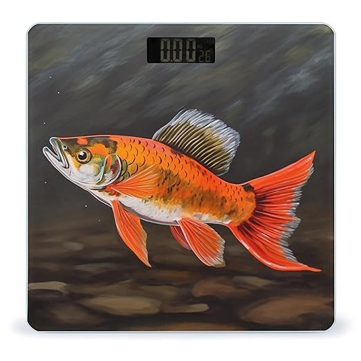Safflower Flying Fish Scale for Body Weight Highly Accurate Digital Bathroom Scale Sturdy Tempered Glass Weighing Scales with LCD Display Fashion Body Fat Smart Scales 400lb