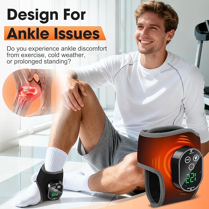 2PCS Cordless Foot and Ankle Massager with Heat Ankle Heating Pads Rechargeable Heated Foot Brace Wrap 3 Vibration and 4 Heating Modes