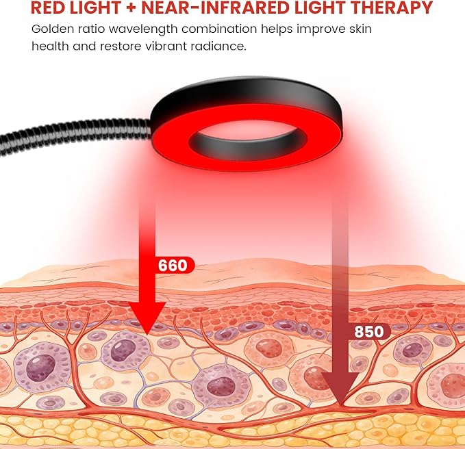 Aumtrly Red Light Therapy for Face and Body Use 660nm Red and 850nm Near Infrared Red Light Therapy Lamp with Clip and Angle Adjustable Small and Portable Suitable for Home or Travel Use Black