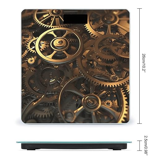 Cool Steampunk Gears Bathroom Scale for Body Weight Bathroom Weighing Scale with Backlit LCD Display Highly Accurate Measures Weight Up to 180kg