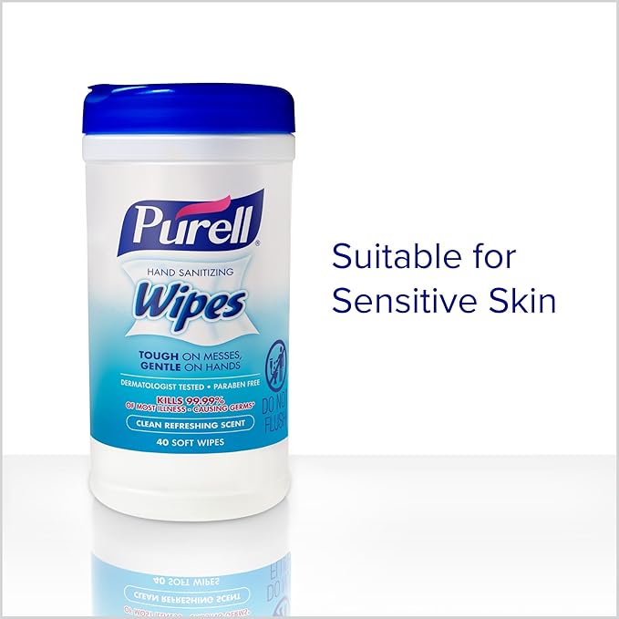 Purell Hand Sanitizing WipesClean Refreshing ScentHand Wipes Canister - 9120-06-CMR40 Count (Pack of 12)