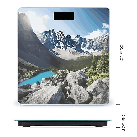 Mountains Bathroom Scale for Body Weight Bathroom Weighing Scale with Backlit LCD Display Highly Accurate Measures Weight Up to 180kg