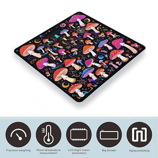 Men's Fashion Automatic Switch Digital Bathroom Weighing Scale Smart Scale Goth Sun Moon Star Magic Hippie Trippy Mushroom