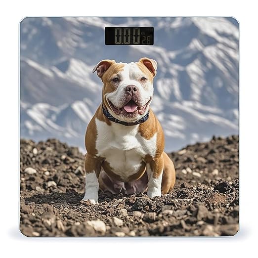 Pitbull Dogs Bathroom Scale Automatic Power On/Off Body Scales LCD Backlight Display Square Digital Scale Rounded Corners Bathroom Scales for Home Bedrooms
