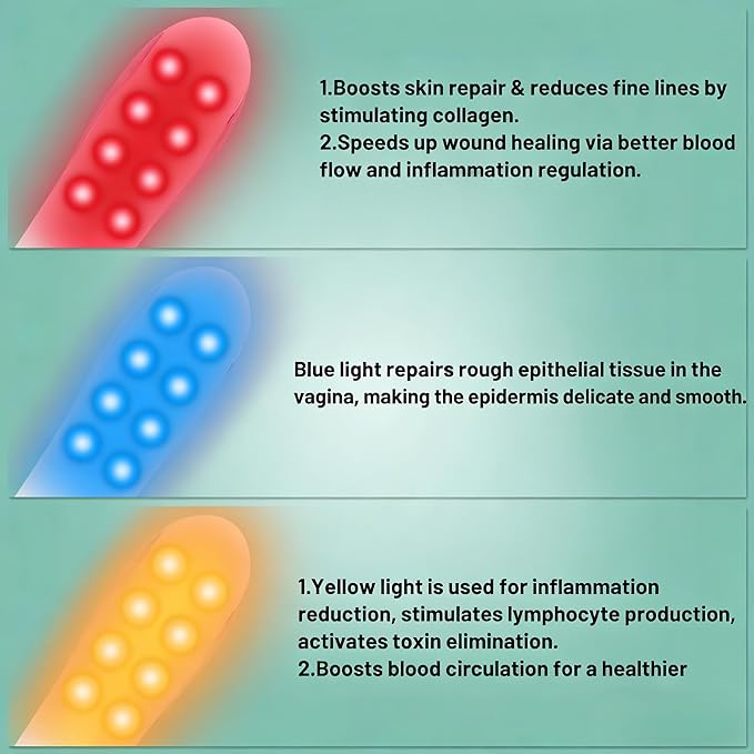 Red Blue Yellow Light Therapy for Women Female Led Tri-Color Light Health Care Device with Heating Function for Home Use