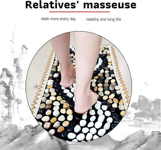 LIYAOLI Reflexology Foot Massager Mat - Acupressure Pebble Pad for Stimulating Blood Flow Pain Relief &amp Relaxation for Office and Home Use (15.7 x 23.6)