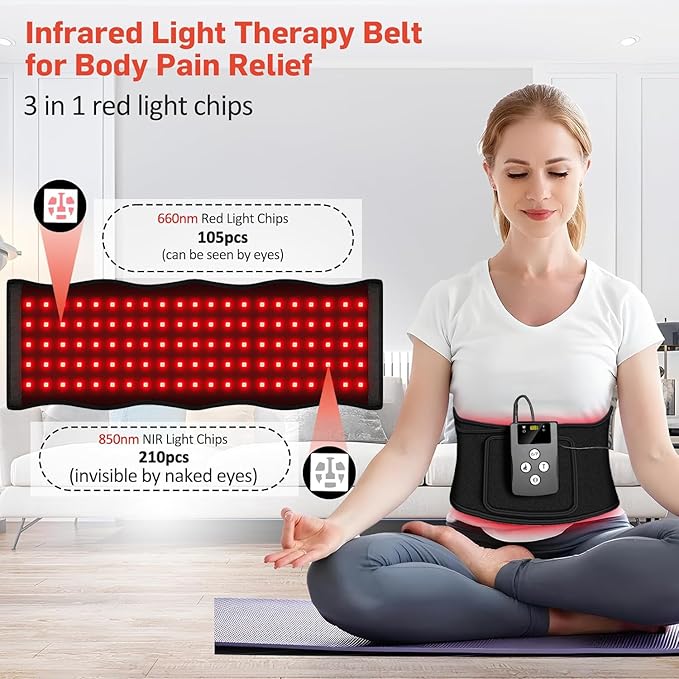 Red Light Therapy Belt &amp Cordless Back Massager Belt with Heat Near Infrared Wrap for Body with Vibration for Back Pain Relief Red Light Belt Device 315 LED &amp 10000mAh Controller at Home &a