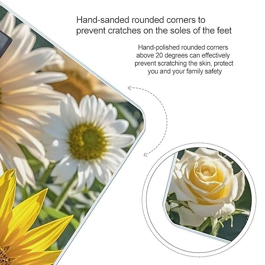 Sunflowers Daisy Rose Flowers Scale for Body Weight Highly Accurate Digital Bathroom Body Scale Digital Bathroom Scales for People Anti-Slip Large LCD Display Smart Scales