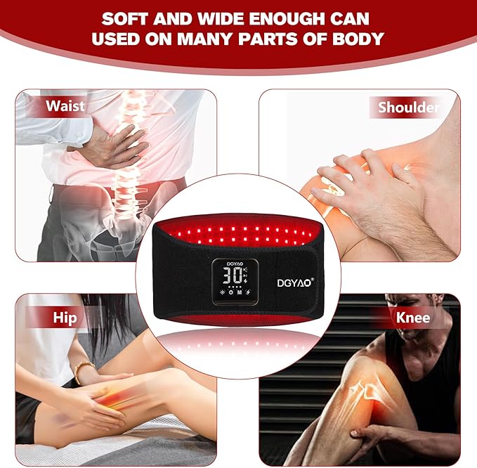Cordless Red Light Therapy Belt for Back Pain Relief Infrared Light Therapy Portable Wrap for Waist Lower Back Shoulder Thigh Joint Relax