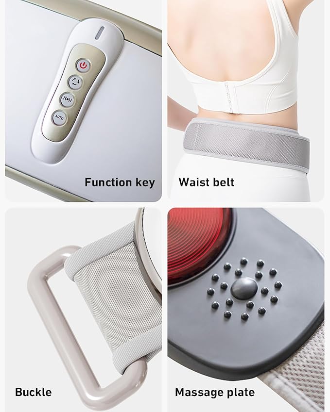 Electric Abdominal Massage Slimming Belt 4 Massage Intensities 100mm Diameter Enlarged Massage Plate for Back Massage Lifting Buttocks Slimming Belly and Thighs