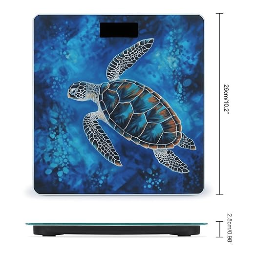 Sea Turtle Blue Weight Scale for Body Weight Digital Bathroom Scale High Capacity Accurate Digital Weighing Scales and Easy-to-Read on Backlit LCD Display Scales