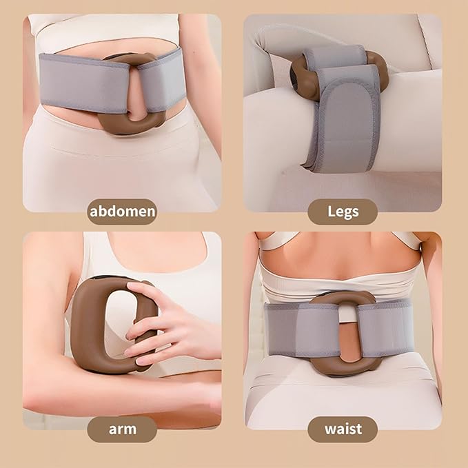 Cordless Electric Body Massager Hands-Free Rechargeable Back Massage Heatable Abdomen Massager Portable Massage Tool for Women Men Brown Color