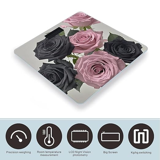 Rose Color Blush and Black Bathroom Scale Digital Weight Scale Precision 400 Lbs Weighing Scales Large with LCD Backlight Display BMI Measures