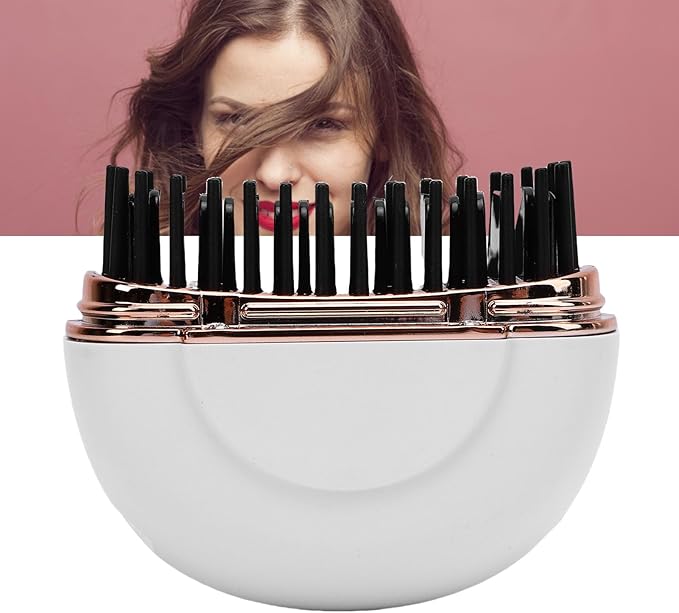 YUYTE Portable Cordless Hair Straightener Brush Mini Ionic Hot Comb for Travel USB Rechargeable Ceramic Hair Style Fast Heating Brush for Short Hair (White)