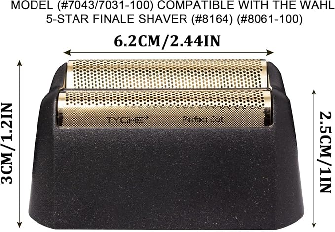 Replacement Foil Professional 5 Star Series Finale Shaver Shaper Super Close and Cutter Bar Assembly Compatible with Wahl Shaver Foil Model 7043-1007031-100 Replacement Heads(4 Pack Gold)