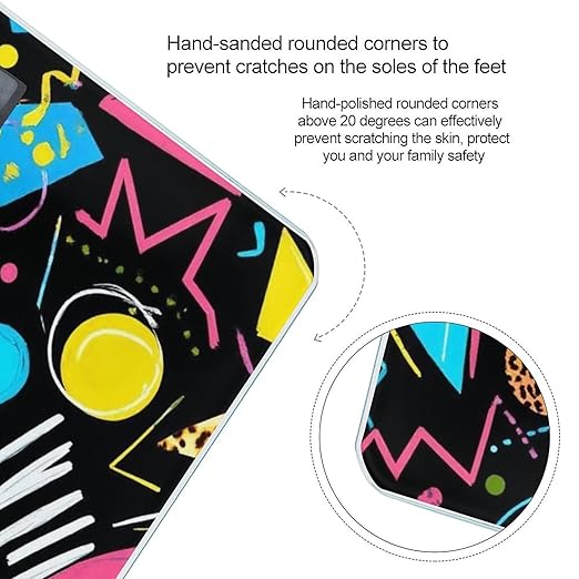 Automatic Switch Digital Bathroom Weighing Scale Smart Scale for Body Weight Geometric Checkered Zebra Tiger Leopard Print Retro 80s 90s Black