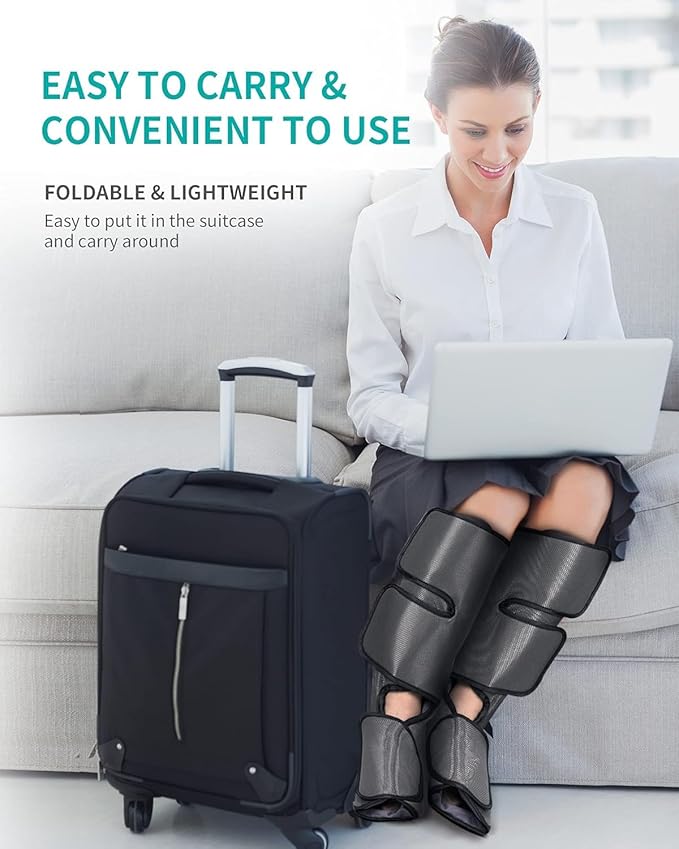 Nekteck Leg Compression Massager for Circulation and Relaxation FSA Eligible Foot and Calf Massage Machine 2 Modes 3 Intensities with Hand-held Controller for Pain Relief HSA Adjustable Leg Wraps