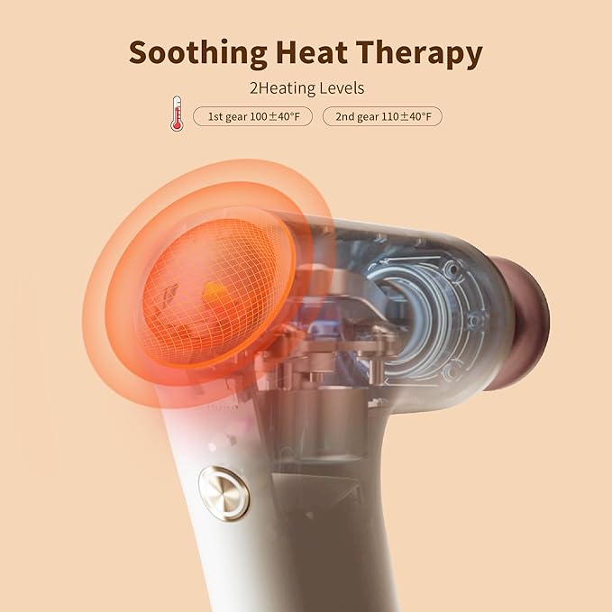 Breo Lucky 7 Massage Gun with Heat Deep Tissue Muscle Massager Stimulator Body Relaxation Low Noise for Recovery Sports