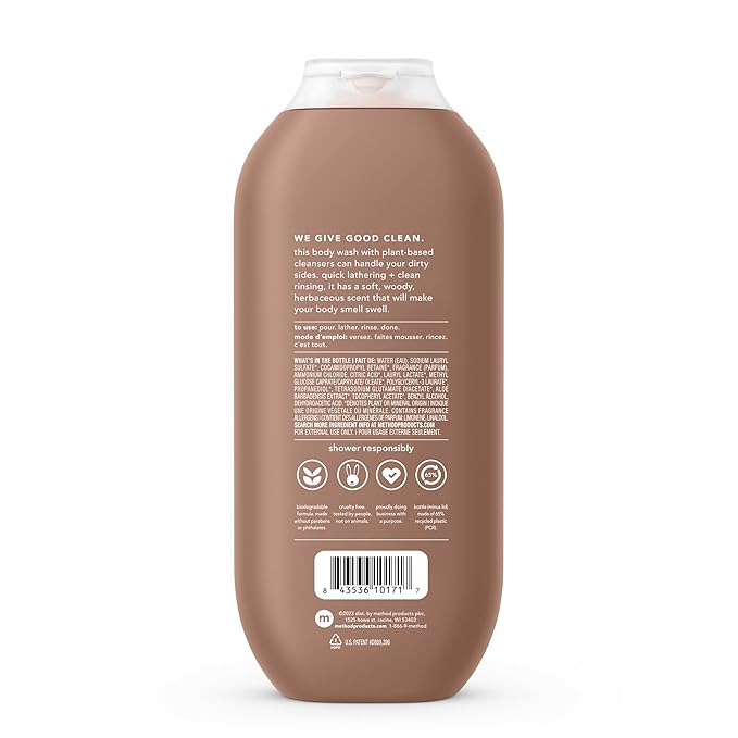 Method Men Sandalwood + Vetiver Body Wash 18oz (Pack of 3)