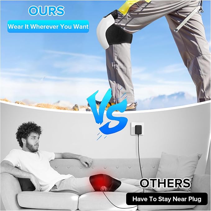 4-in-1 Knee Massager – Deep Heat Red Light Vibration &amp 3D Massage Cordless and Portable with large LED Screen Ideal for Joint Pain Relief &amp Post-Workout Recovery Gift for Families and Fri