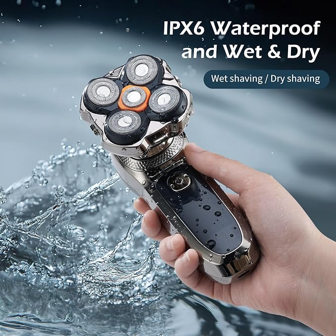 Head Shavers for Bald MenElectric Razor for MenIPX7 Waterproof Wet/Dry Bald Head Shaver Flex Blades for a Close ShaveLED Display Electric Rechargeable Head Shaving Mens Kit with Type-C Charge