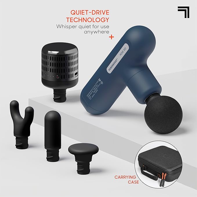 Sharper Image Recovery &amp Wellness Massager Bundle - Powerboost Max with 6 Attachments &amp Powerboost Move with Hot + Cold Therapy| Deep Tissue Percussion Massage Gun| Muscle Relief Workout Recov