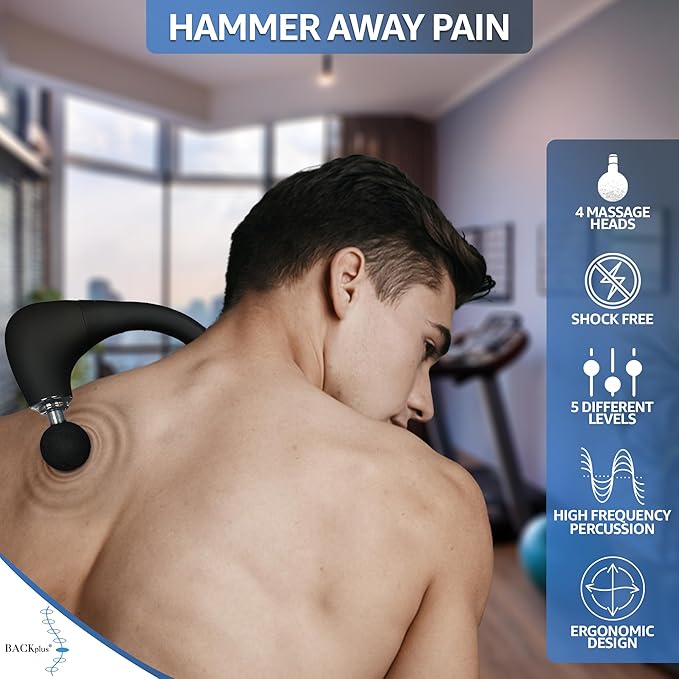 Hammer Full Body Massager - Cordless Percussion Deep Tissue Massager - Handheld Muscle &amp Pain Relief Device - Experience Professional-Grade Relief from Muscle Tension