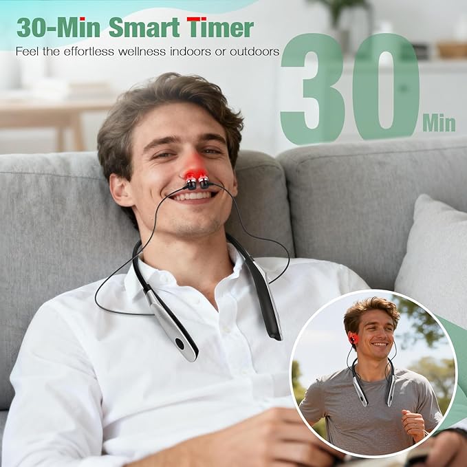 Upgraded 2-in-1 Red Light Wellness Device for Nose &amp Ear – 650nm LED Wearable with Red Light TherapyAuto Timer Supports RechargeableEar ComfortDaily Care