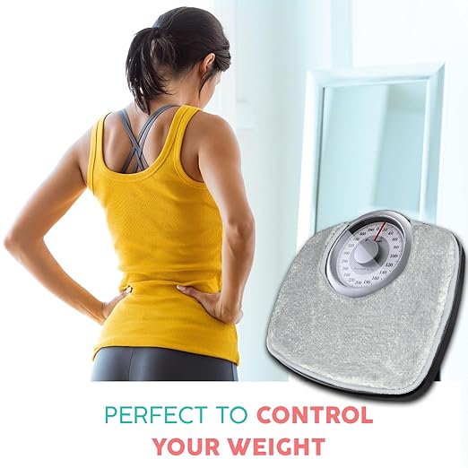 Adamson A25 Scales for Body Weight - Up to 400 LB - New - 5.3 Dial on 12.4 x 10.2 Platform - Anti-Skid Rubber Surface - Bathroom Scale Analog - Durable with 20-Year Assurance - w/Rug - Grey