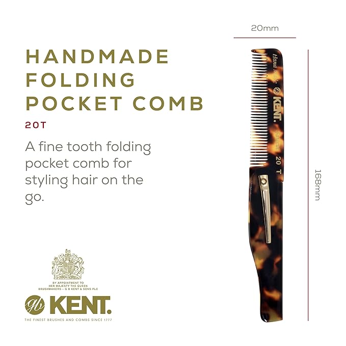 Kent Combs 20T 81T FOT for Men Beard Comb Set Folding Comb for Travel and Home Care Mustache and Mini Combs for Men Handmade Mens Beard Grooming Set